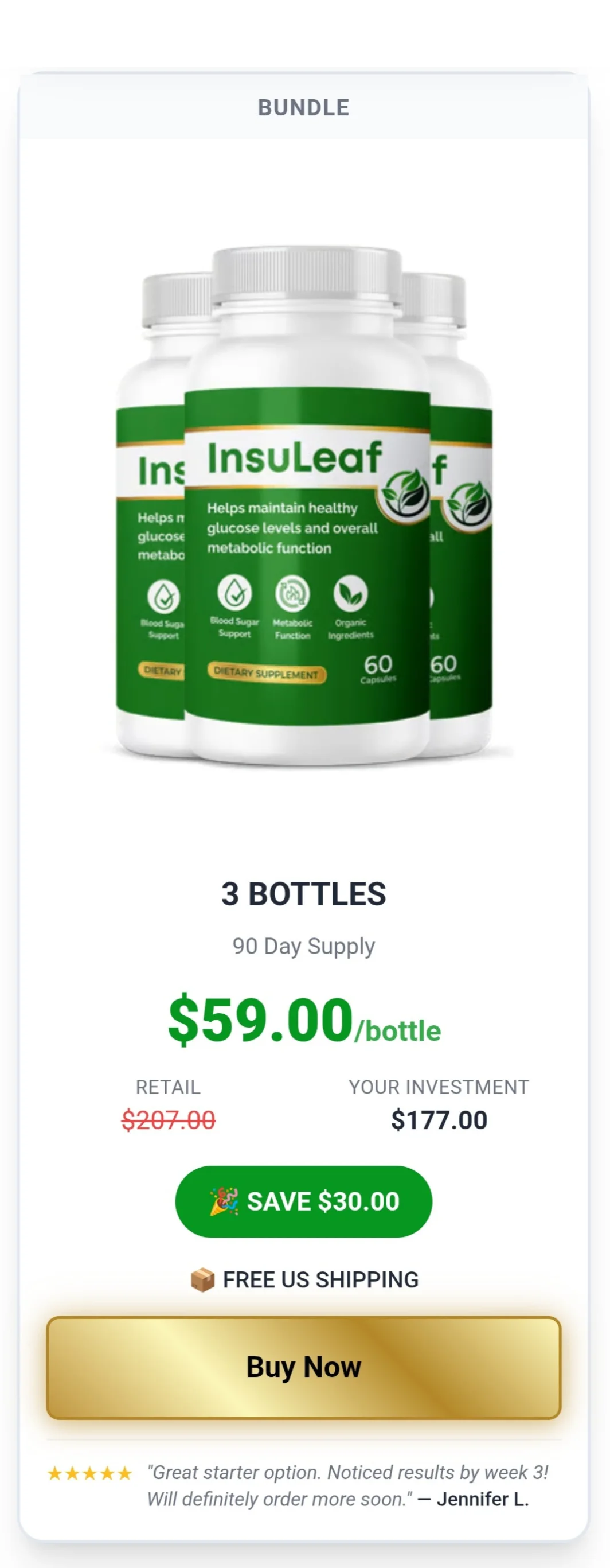 InsuLeaf™ 3 bottles pricing
